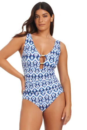 Fine Ikat Tummy Control One Piece Swimsuit