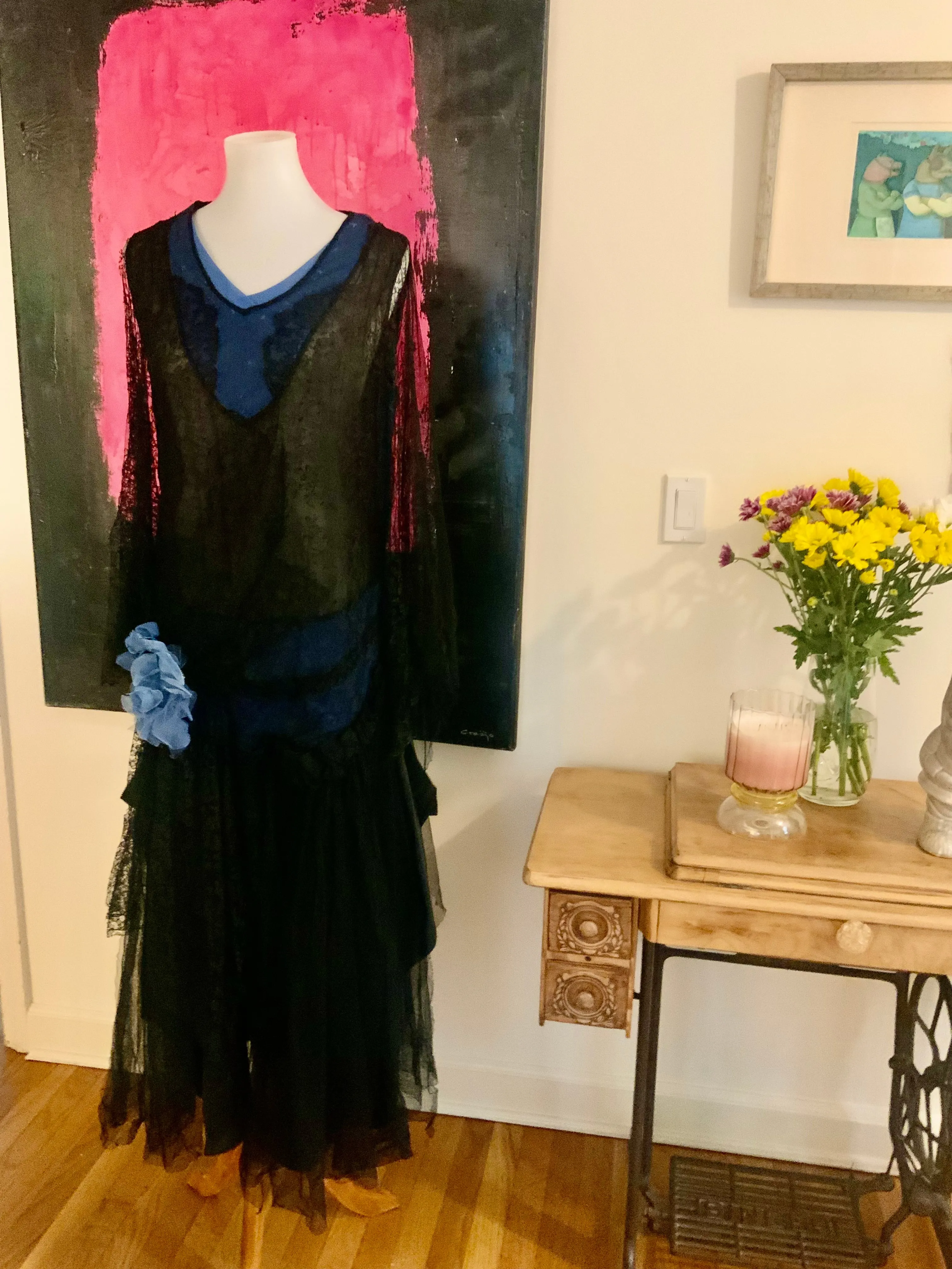 Flapper Dress Lace Tulle Satin - 20s