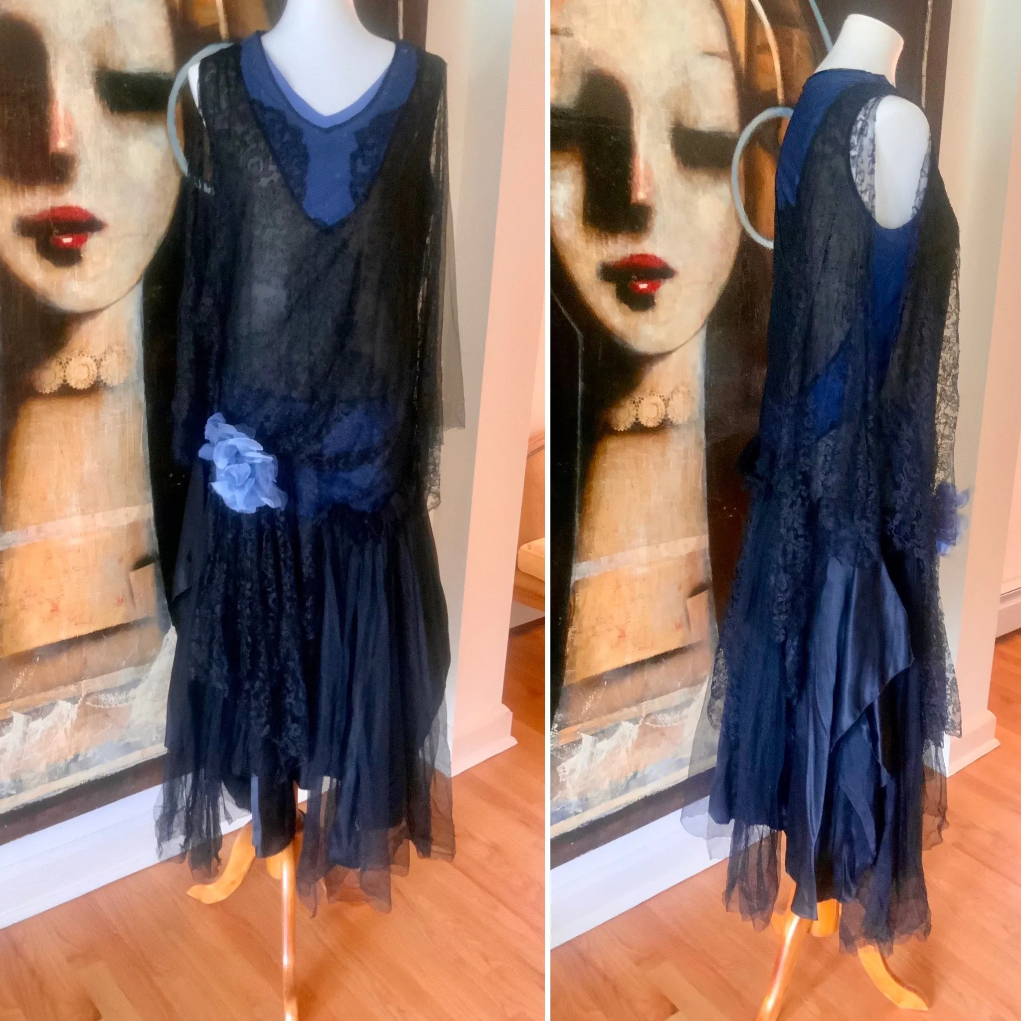 Flapper Dress Lace Tulle Satin - 20s