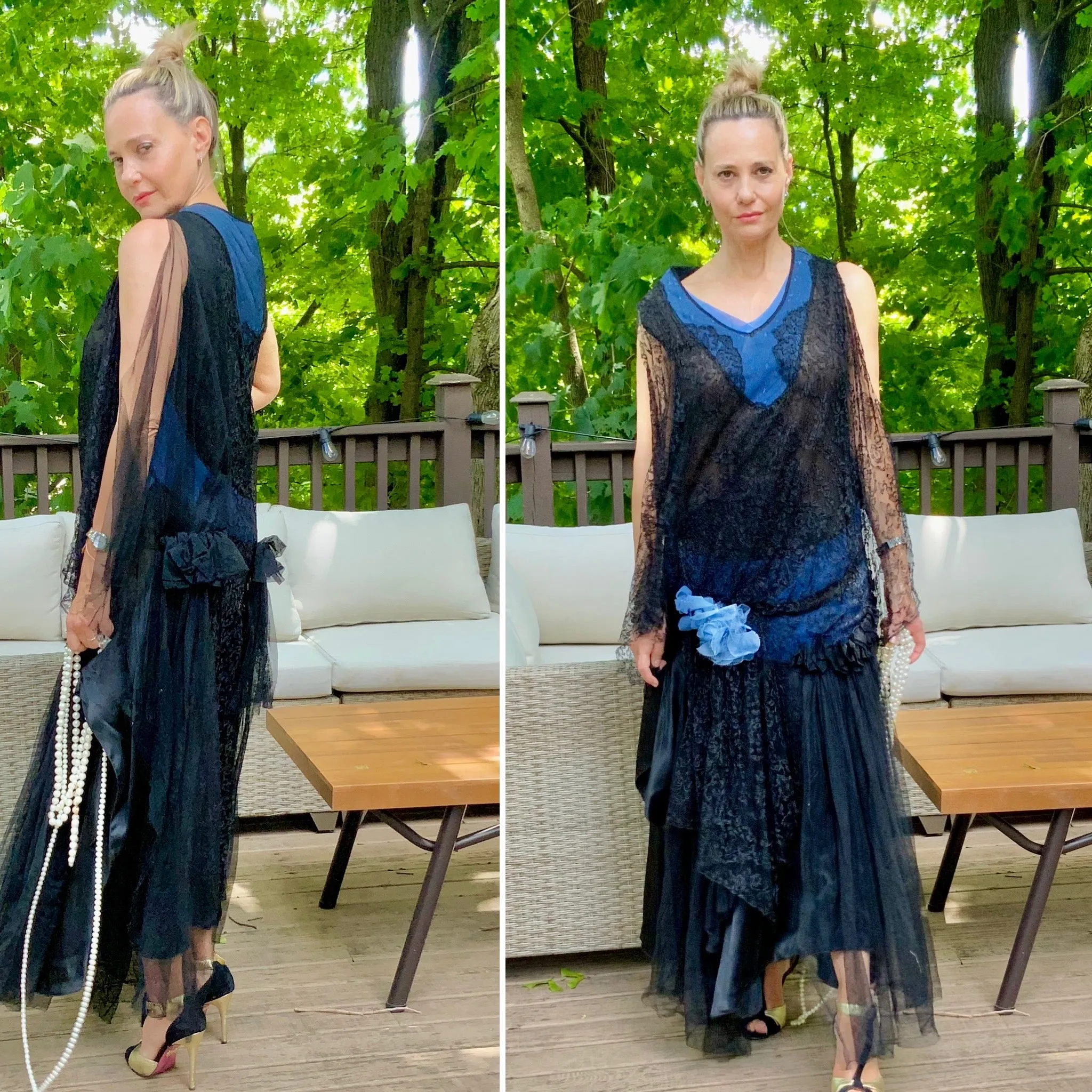 Flapper Dress Lace Tulle Satin - 20s