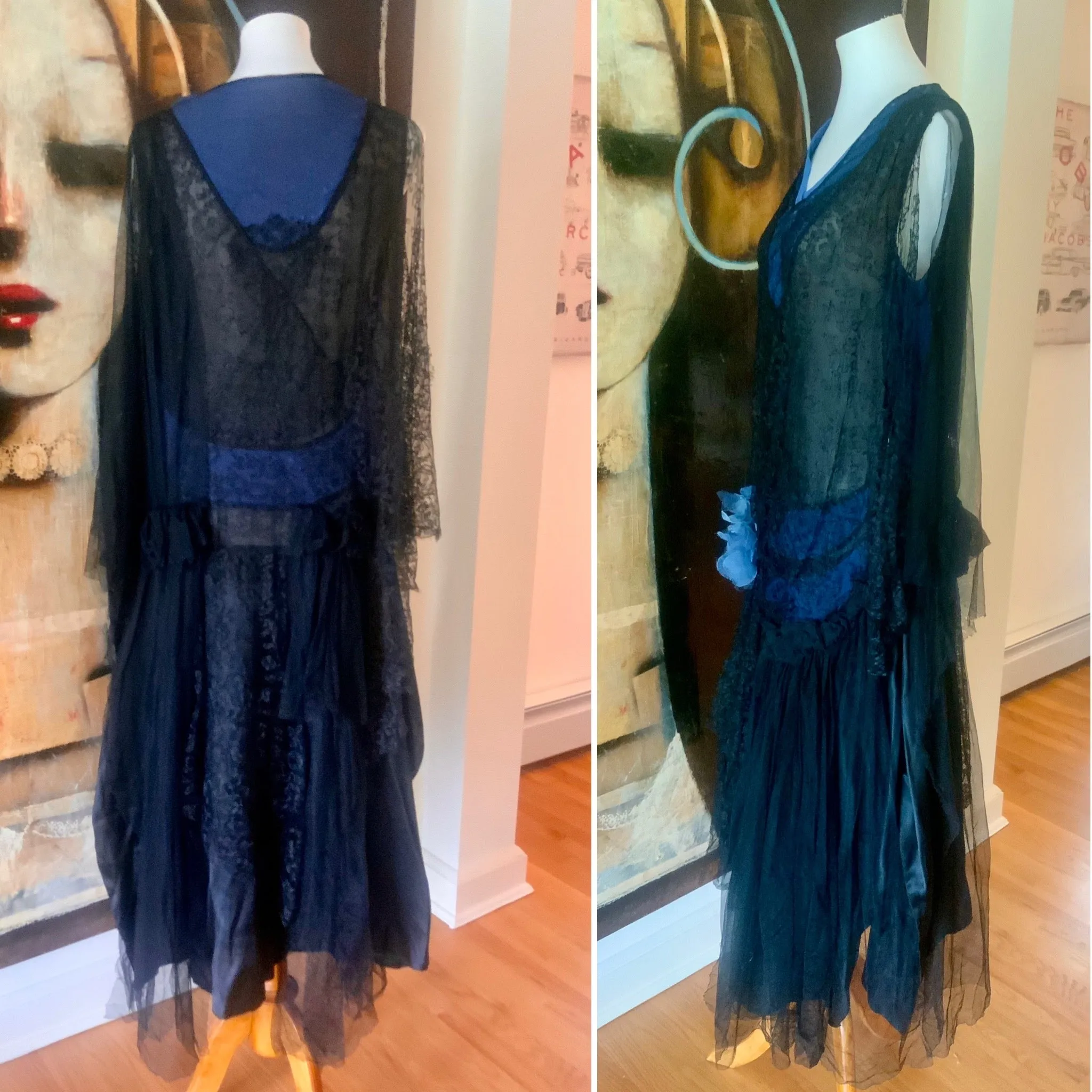 Flapper Dress Lace Tulle Satin - 20s