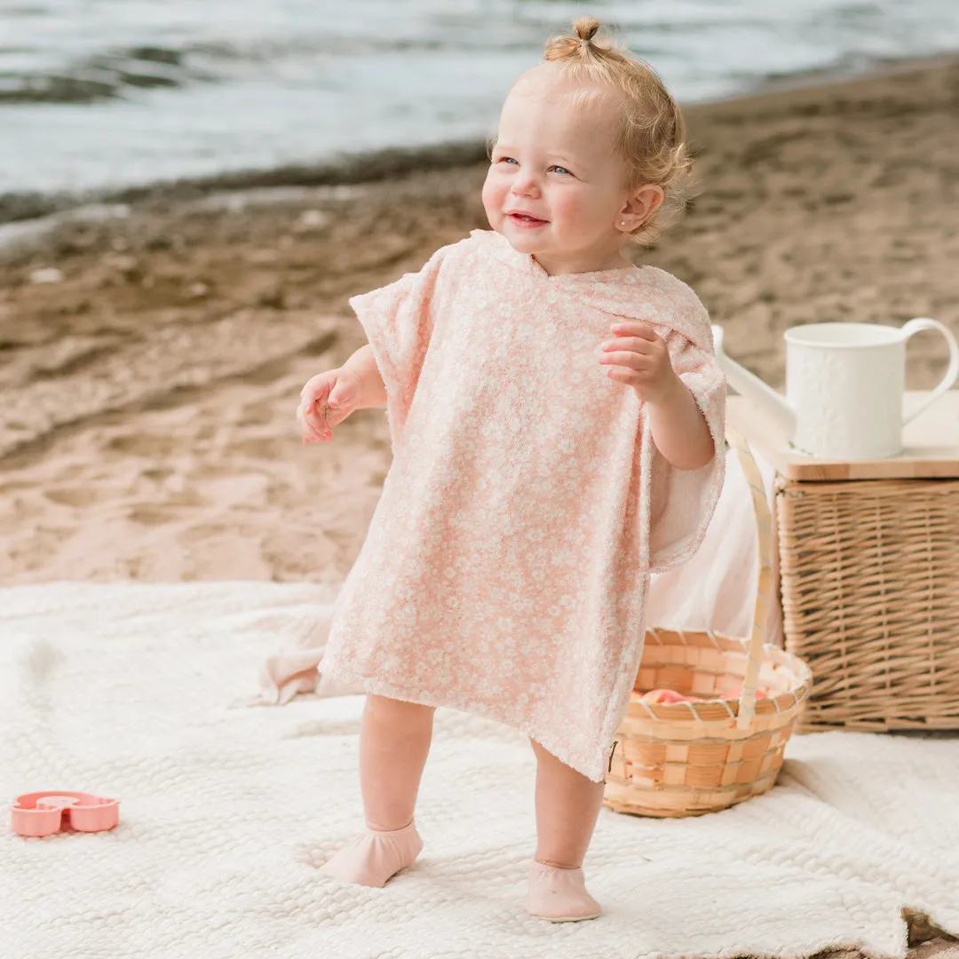 Floral Print on Rose Quartz Beach Poncho