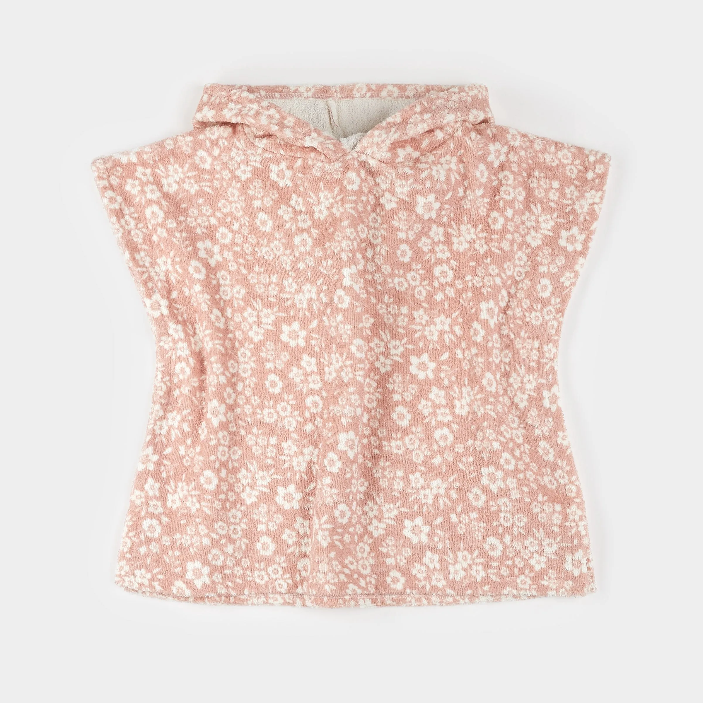 Floral Print on Rose Quartz Beach Poncho