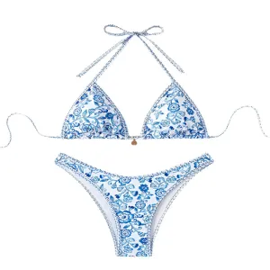 Floral Print Triangle Bikini Set