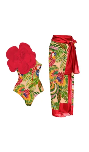 Flower Printed Swimwear Two Piece Set