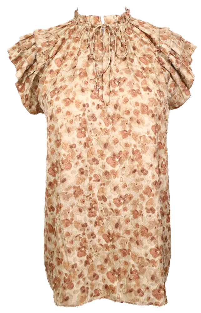 Flower Watercolor Blouse - Brown
