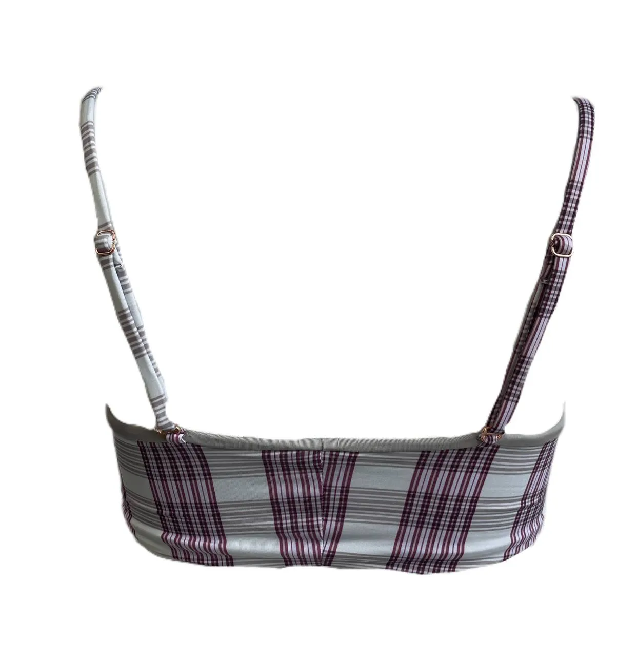 Frankies Women's Tartan Plaid Joy Ribbed Swim Top Size XS NWT