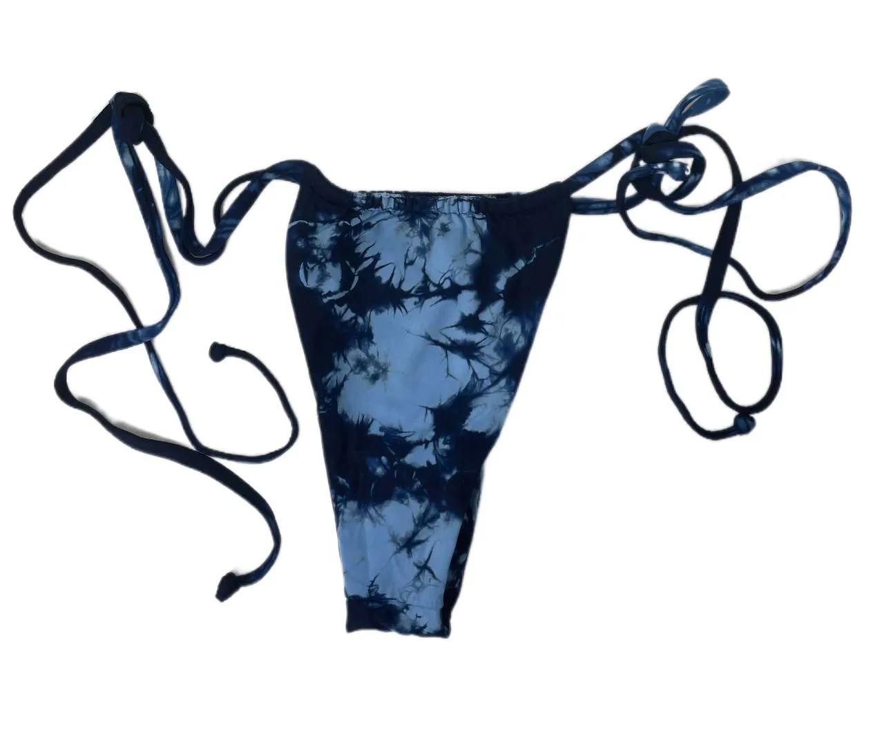 Frankies Women's Tie Die Blue Tasha Thong Swim Bottom Size S NWT