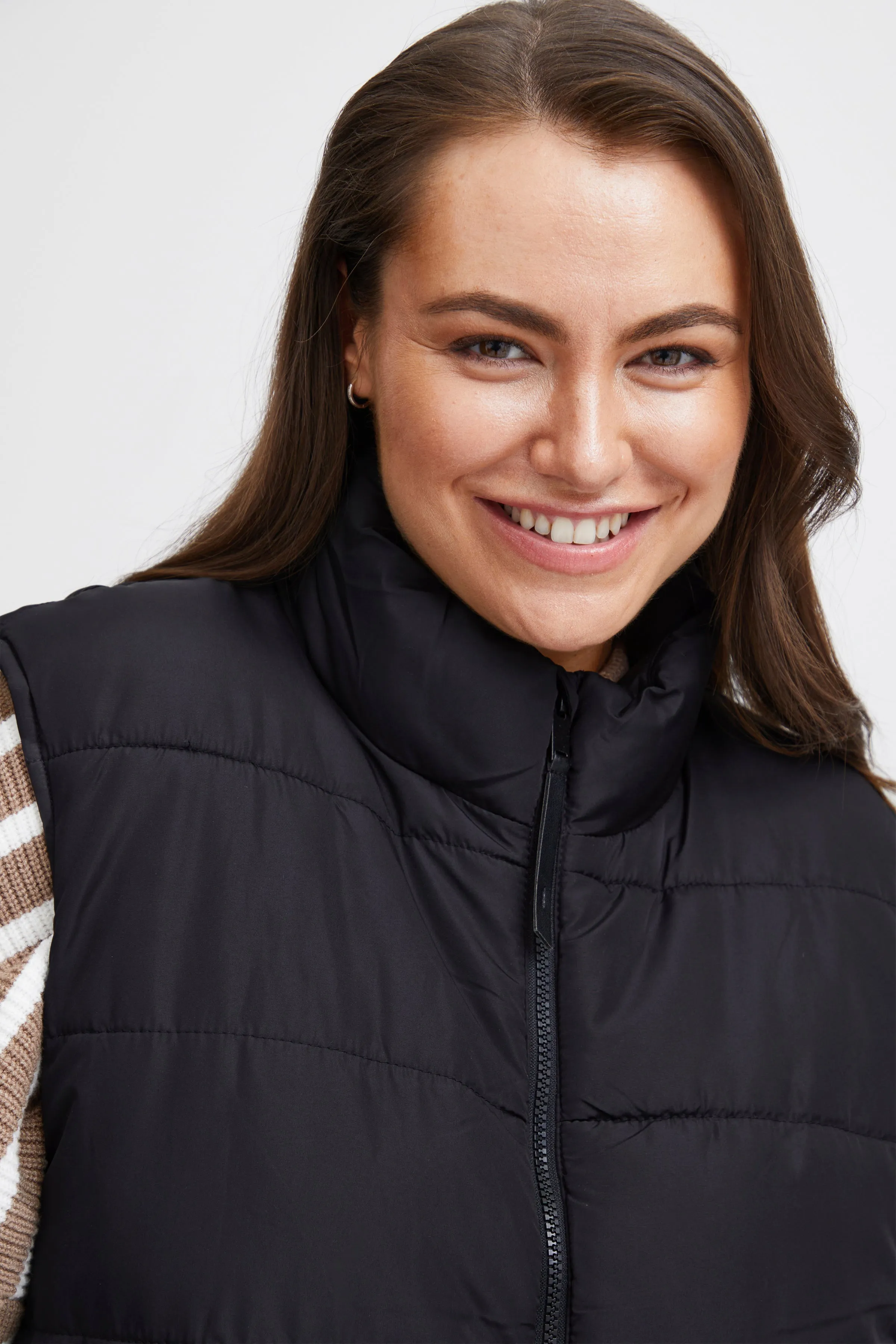 Fransa plus Size - black full length Gilet - FPMABELLE
