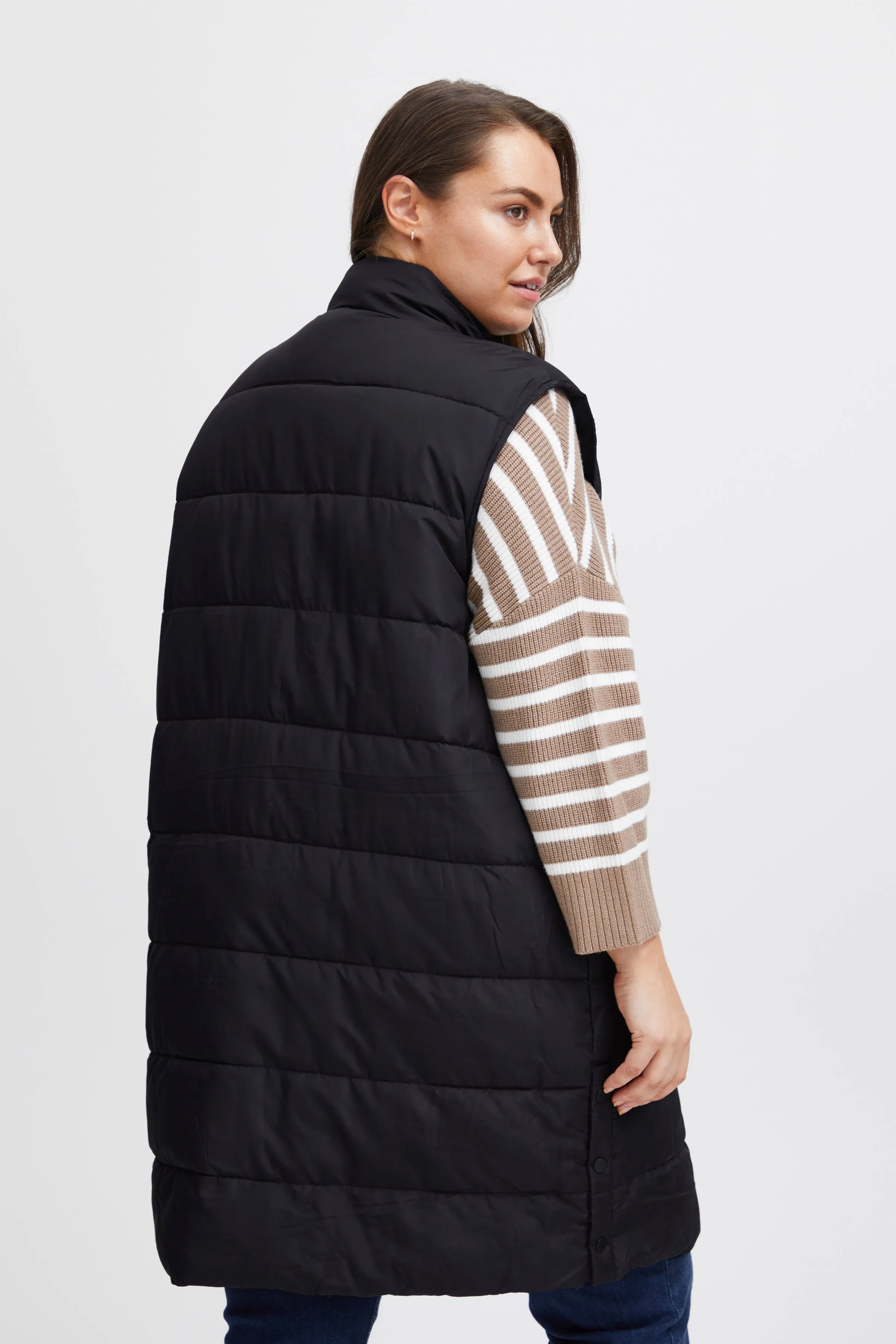 Fransa plus Size - black full length Gilet - FPMABELLE