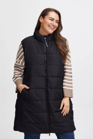 Fransa plus Size - black full length Gilet - FPMABELLE
