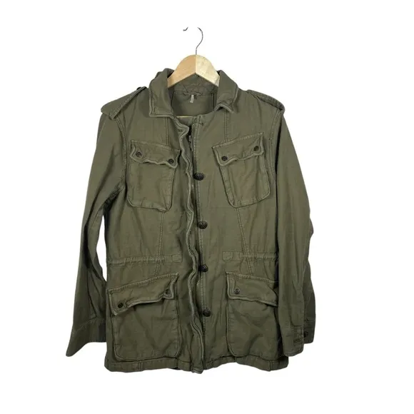 Free People Not Your Brother’s Surplus Cargo Jacket in Olive Green Size S
