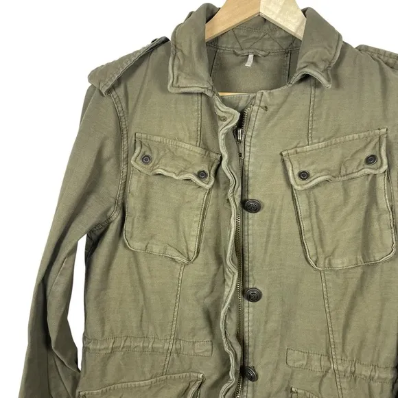 Free People Not Your Brother’s Surplus Cargo Jacket in Olive Green Size S