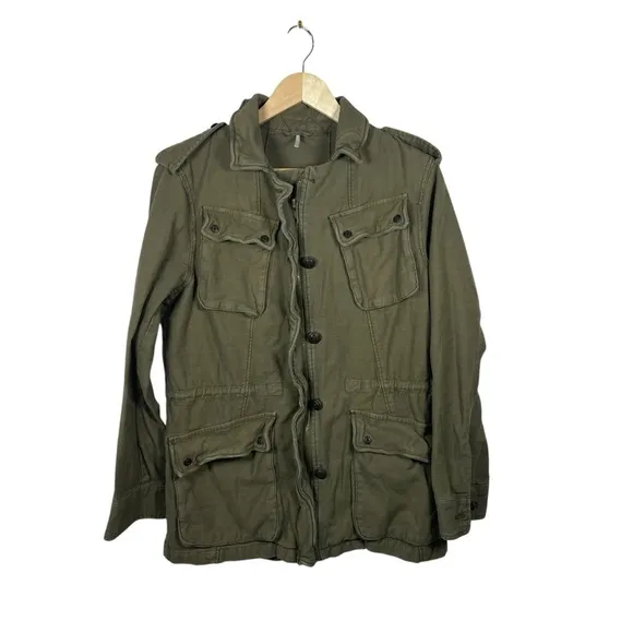 Free People Not Your Brother’s Surplus Cargo Jacket in Olive Green Size S