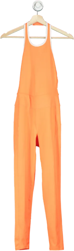Free People Orange Halterneck Activewear Jumpsuit UK S