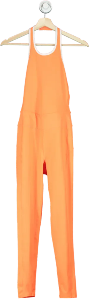 Free People Orange Halterneck Activewear Jumpsuit UK S