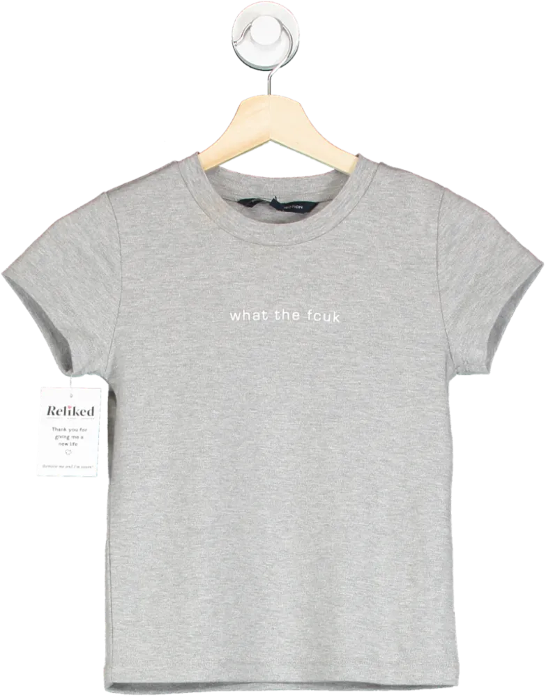 French Connection Grey 'What The Fcuk' T-Shirt XS