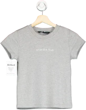 French Connection Grey 'What The Fcuk' T-Shirt XS