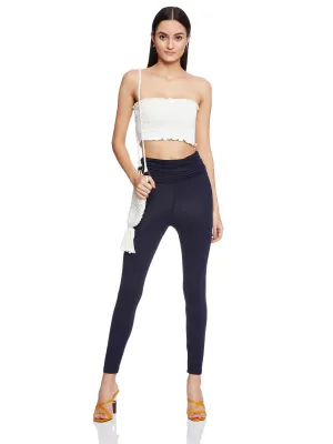 FULL LENGTH LEGGING WITH GATHERED WAIST (Navy)