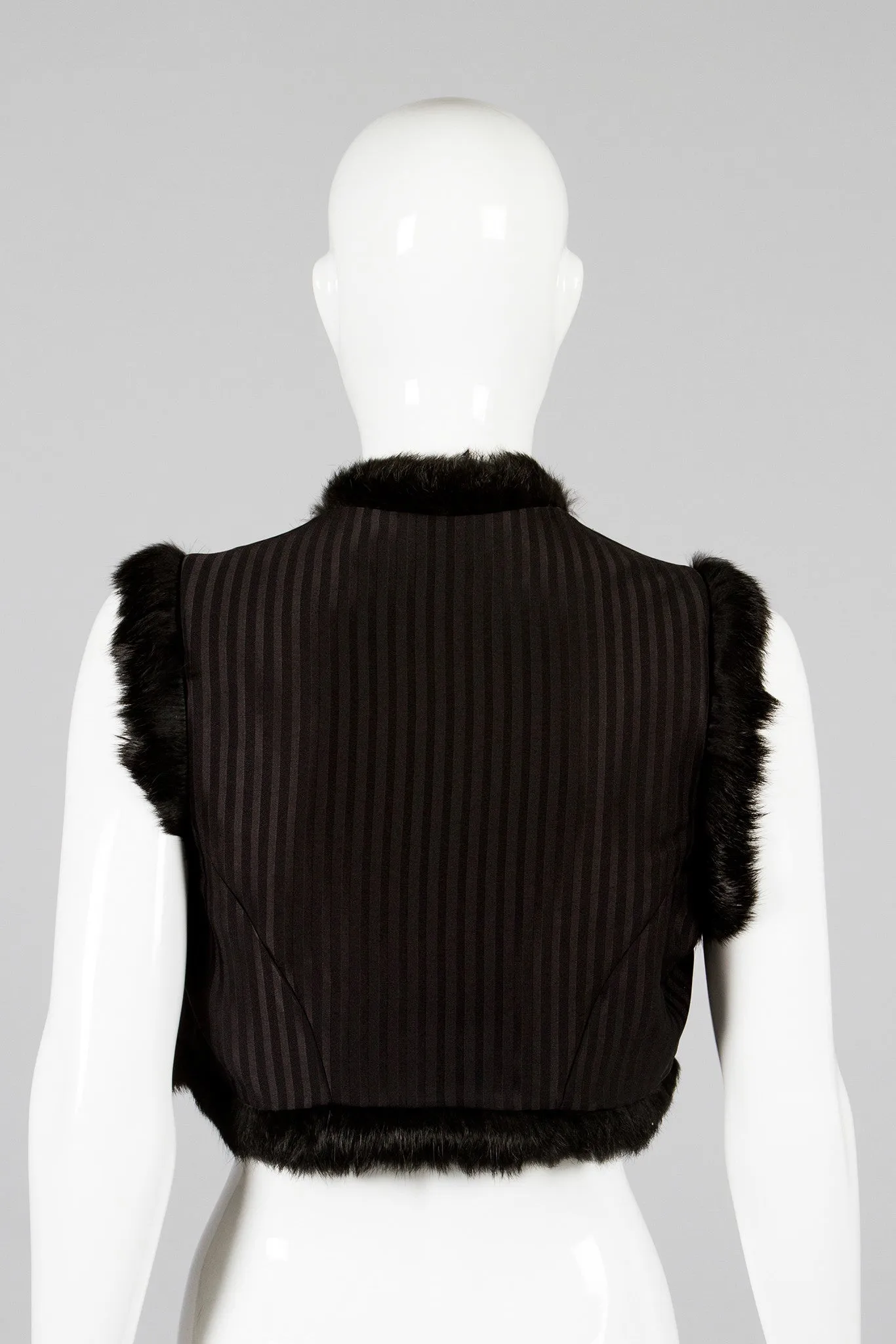 Fur Trim Satin Vest