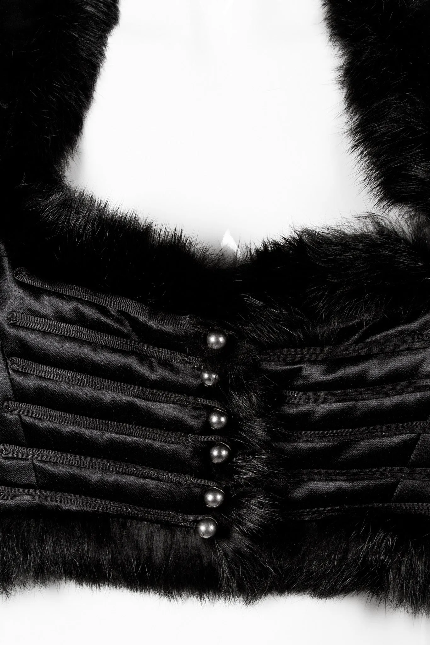 Fur Trim Satin Vest