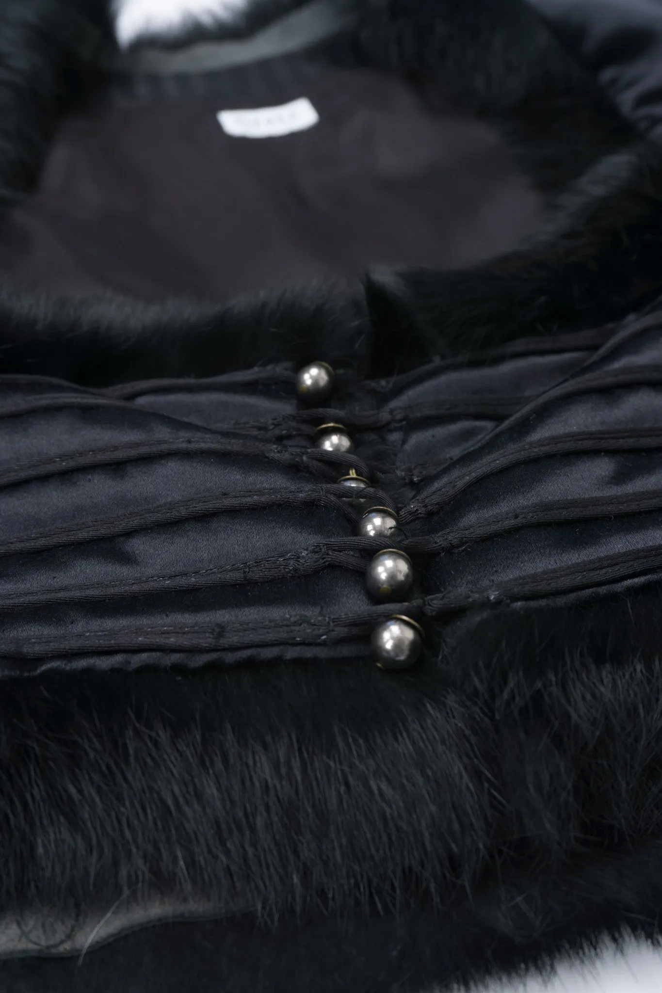 Fur Trim Satin Vest