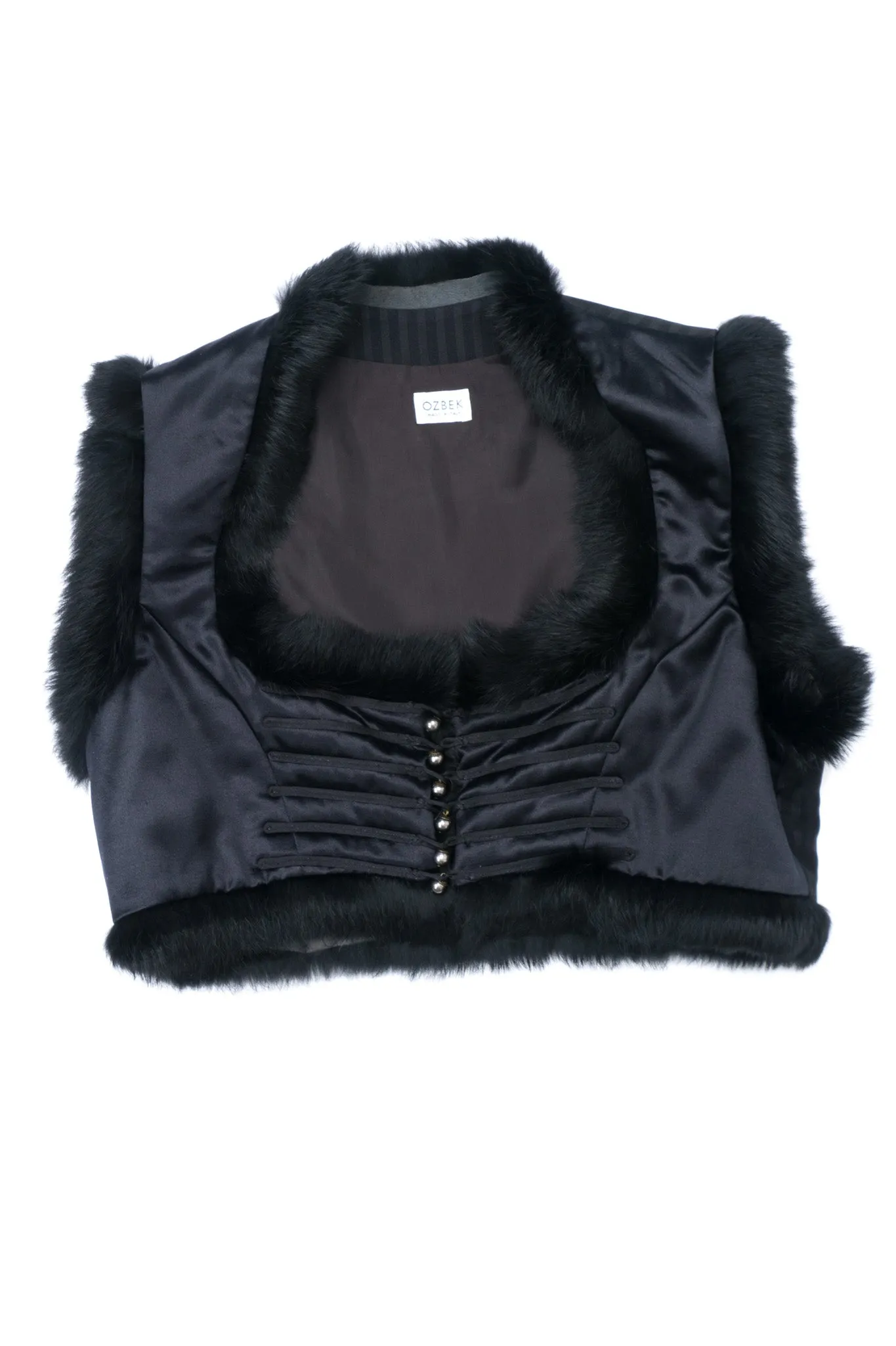 Fur Trim Satin Vest