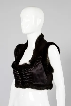 Fur Trim Satin Vest