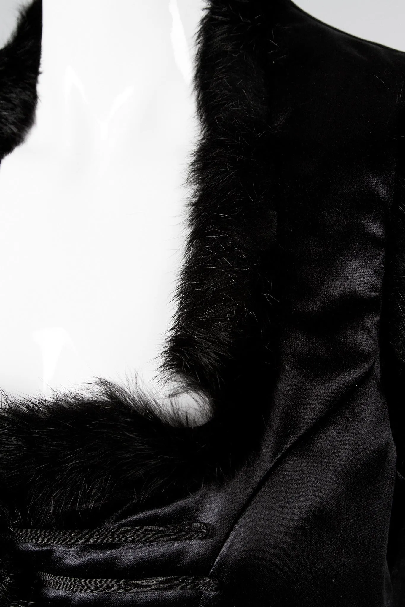 Fur Trim Satin Vest