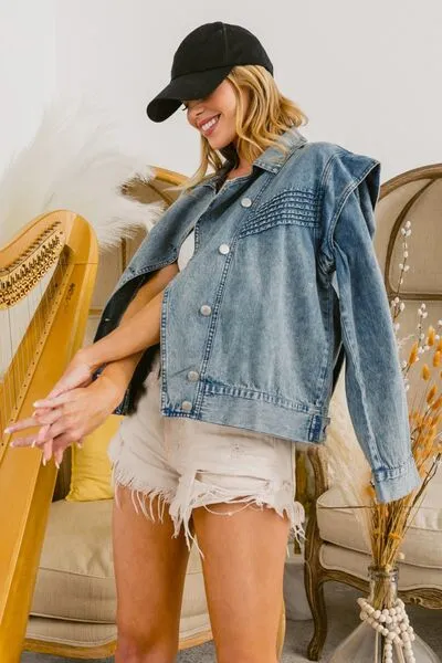 Gabe Button Up Long Sleeve Denim Jacket