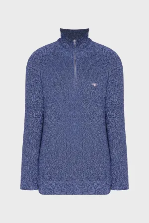 GANT - Twisted Yarn Half Zip Jumper in Marled Blue 8030177 433