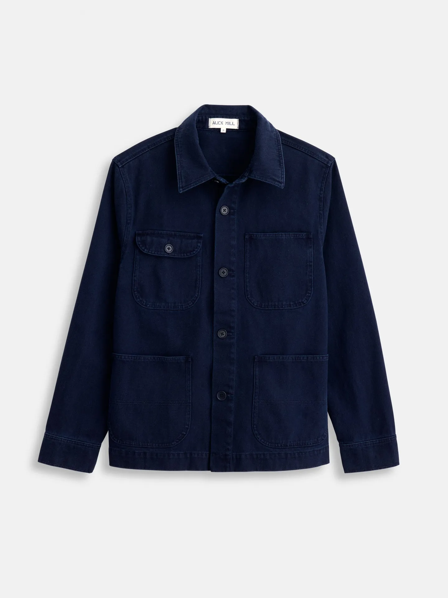 Garment Dyed Work Jacket in Recycled Denim - Dark Navy