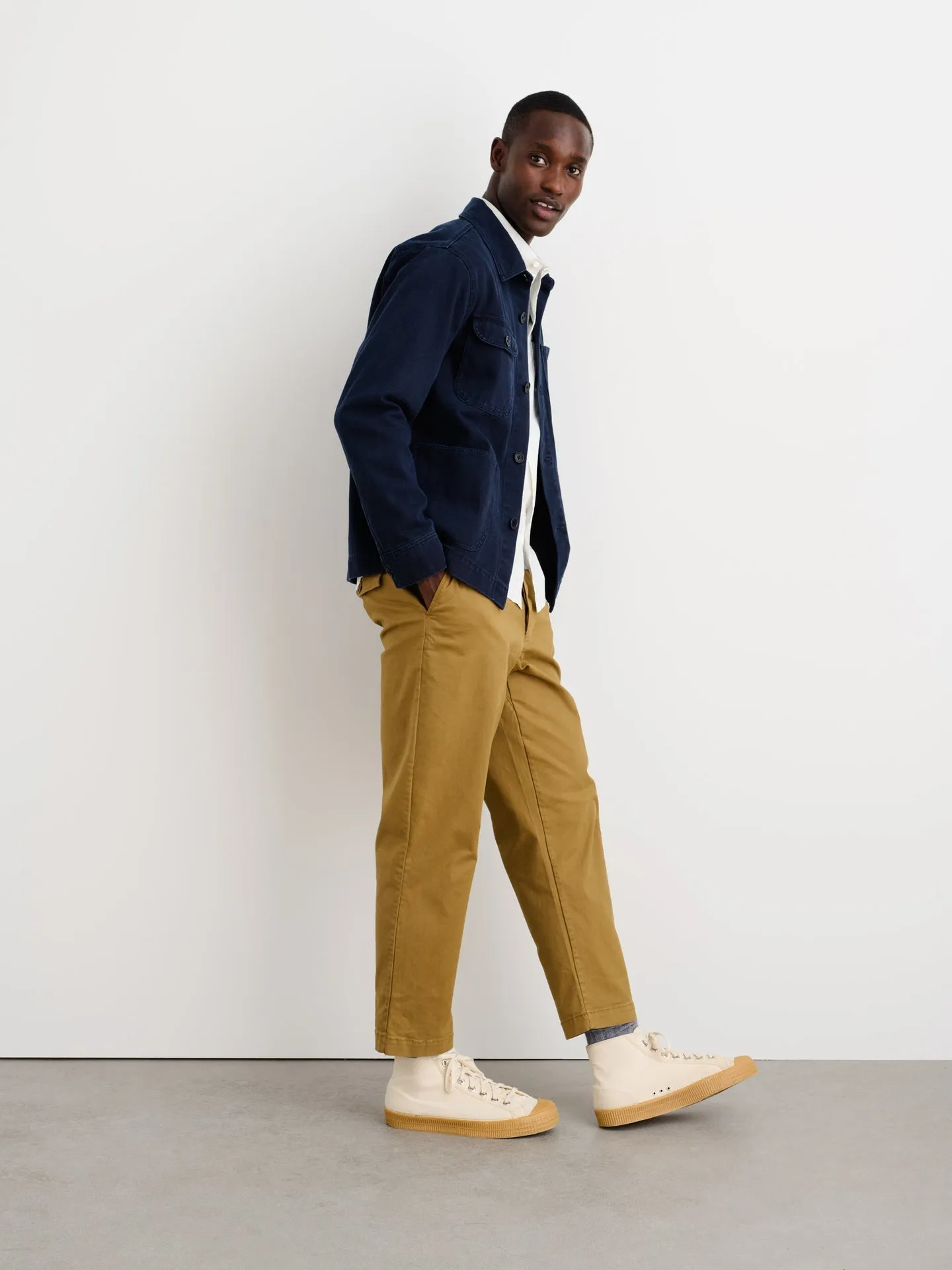 Garment Dyed Work Jacket in Recycled Denim - Dark Navy