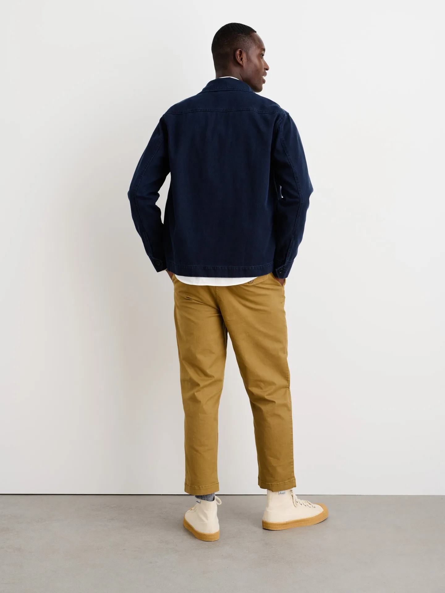 Garment Dyed Work Jacket in Recycled Denim - Dark Navy