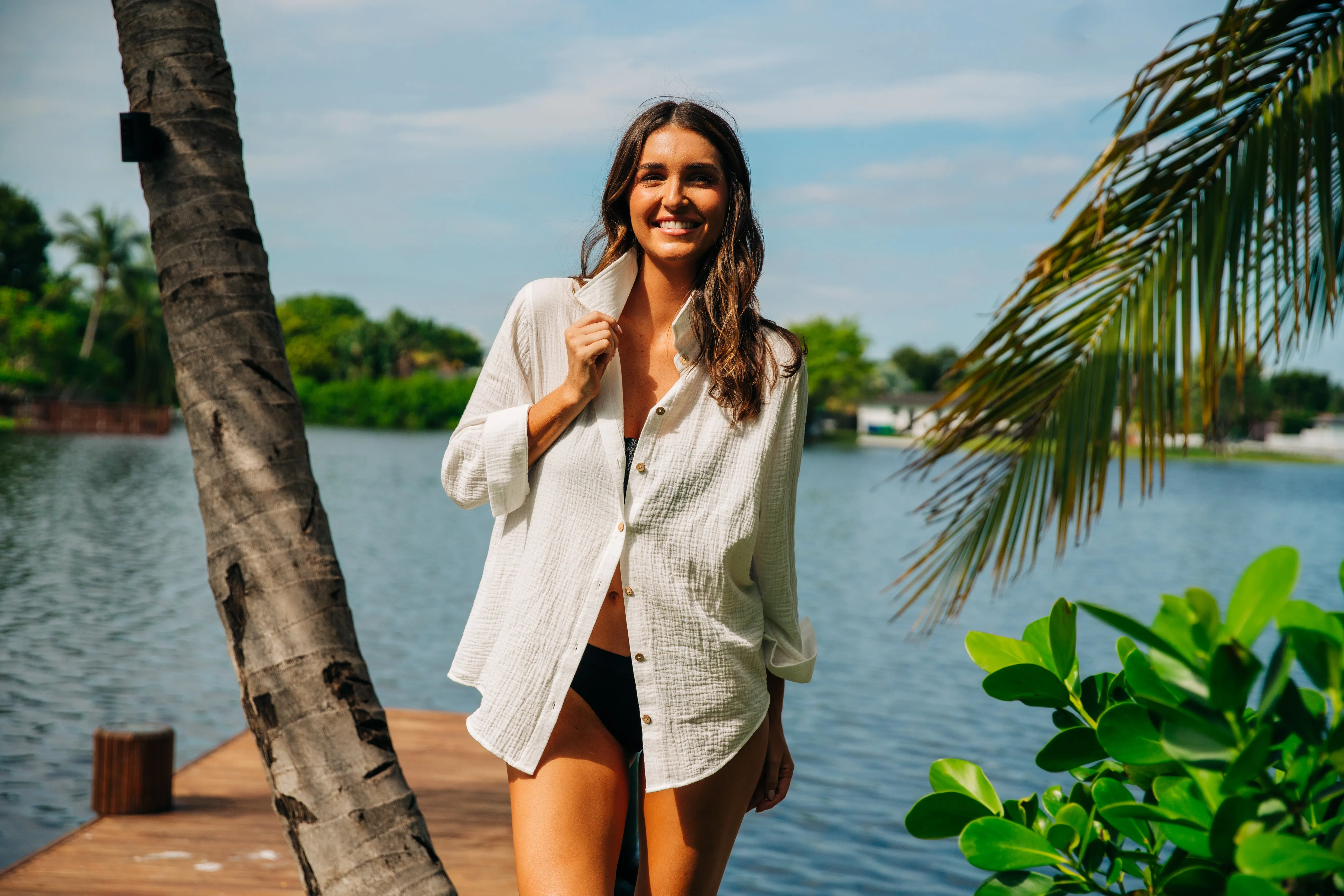 Gauze Button Down Shirt - White