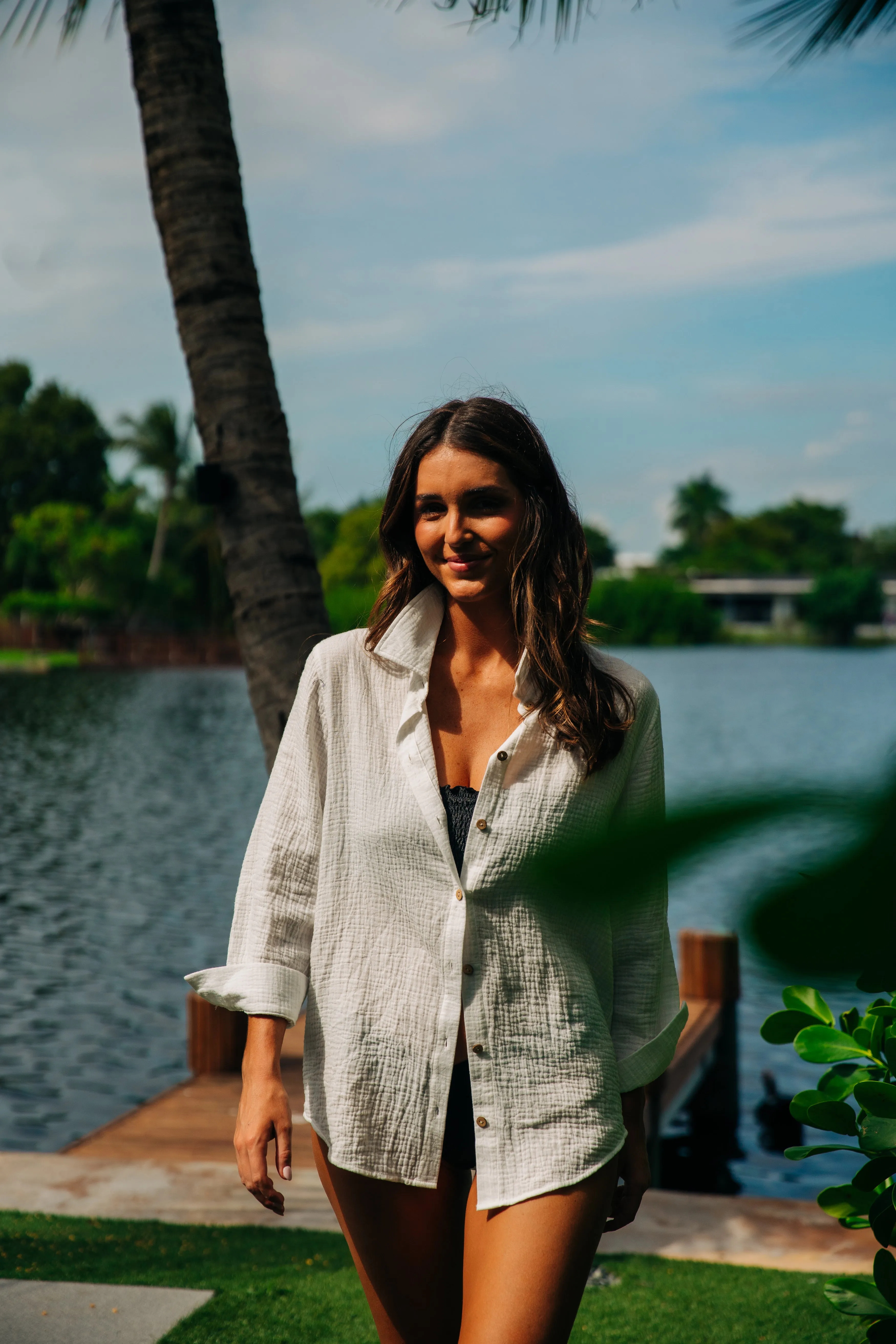 Gauze Button Down Shirt - White