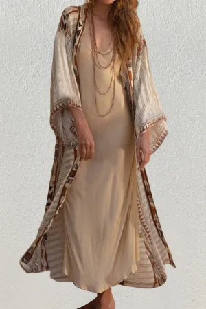 Geometric Print Swimwear Kimono Cardigan