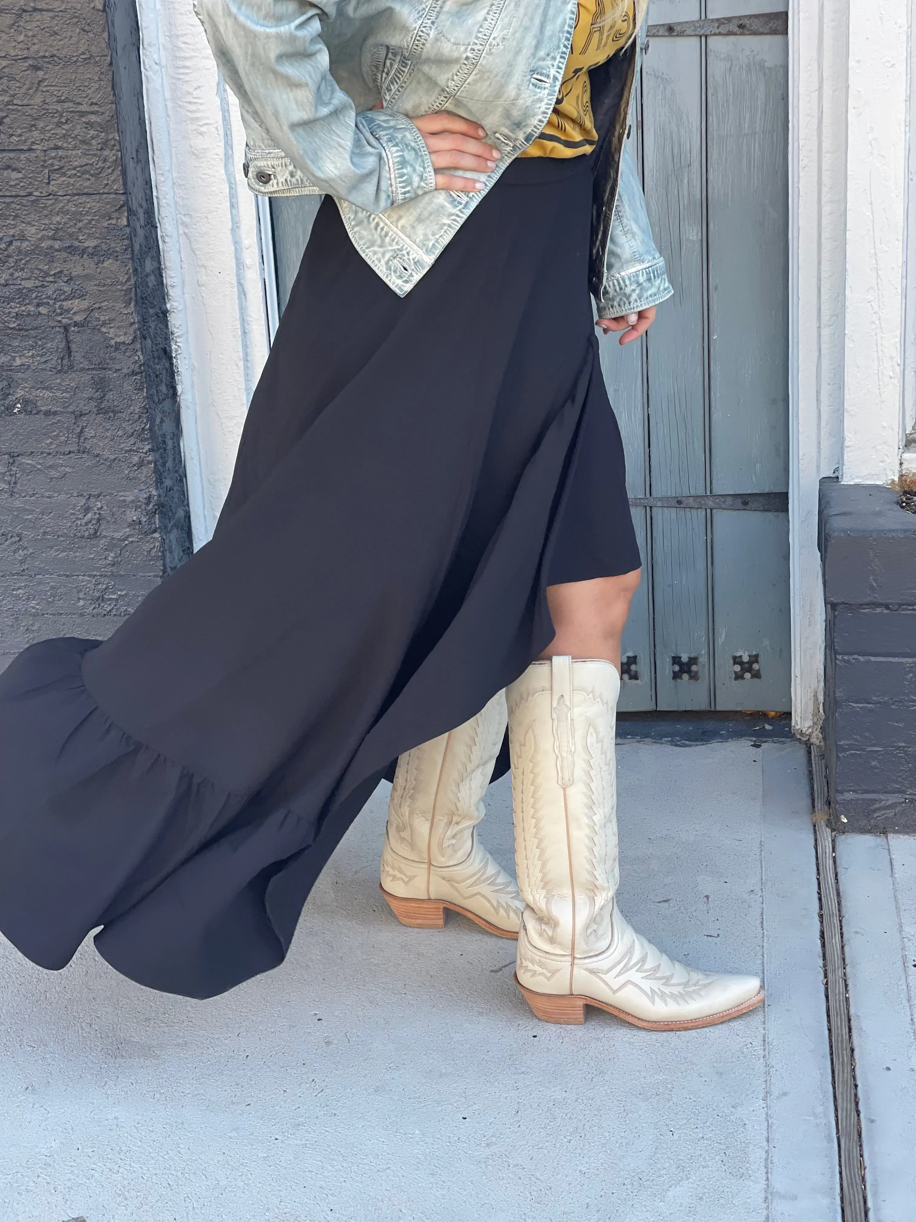 Georgia Ruffled High-Low Maxi Skirt