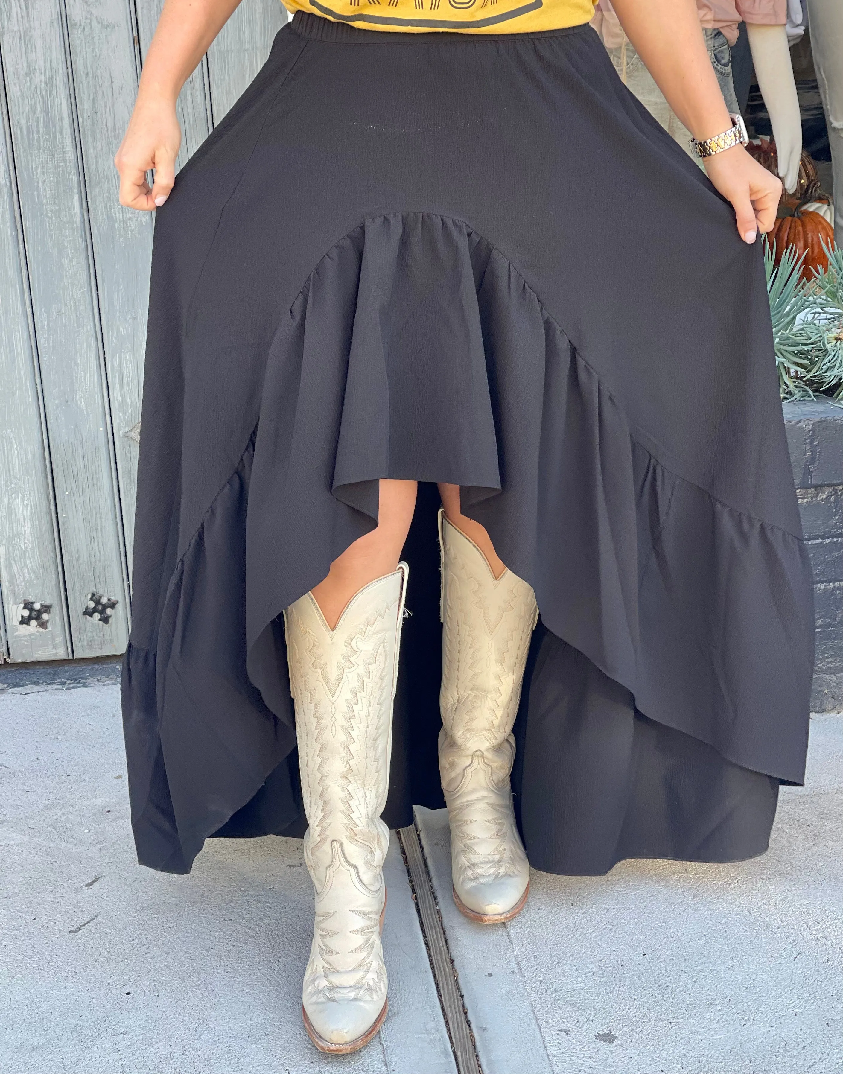 Georgia Ruffled High-Low Maxi Skirt