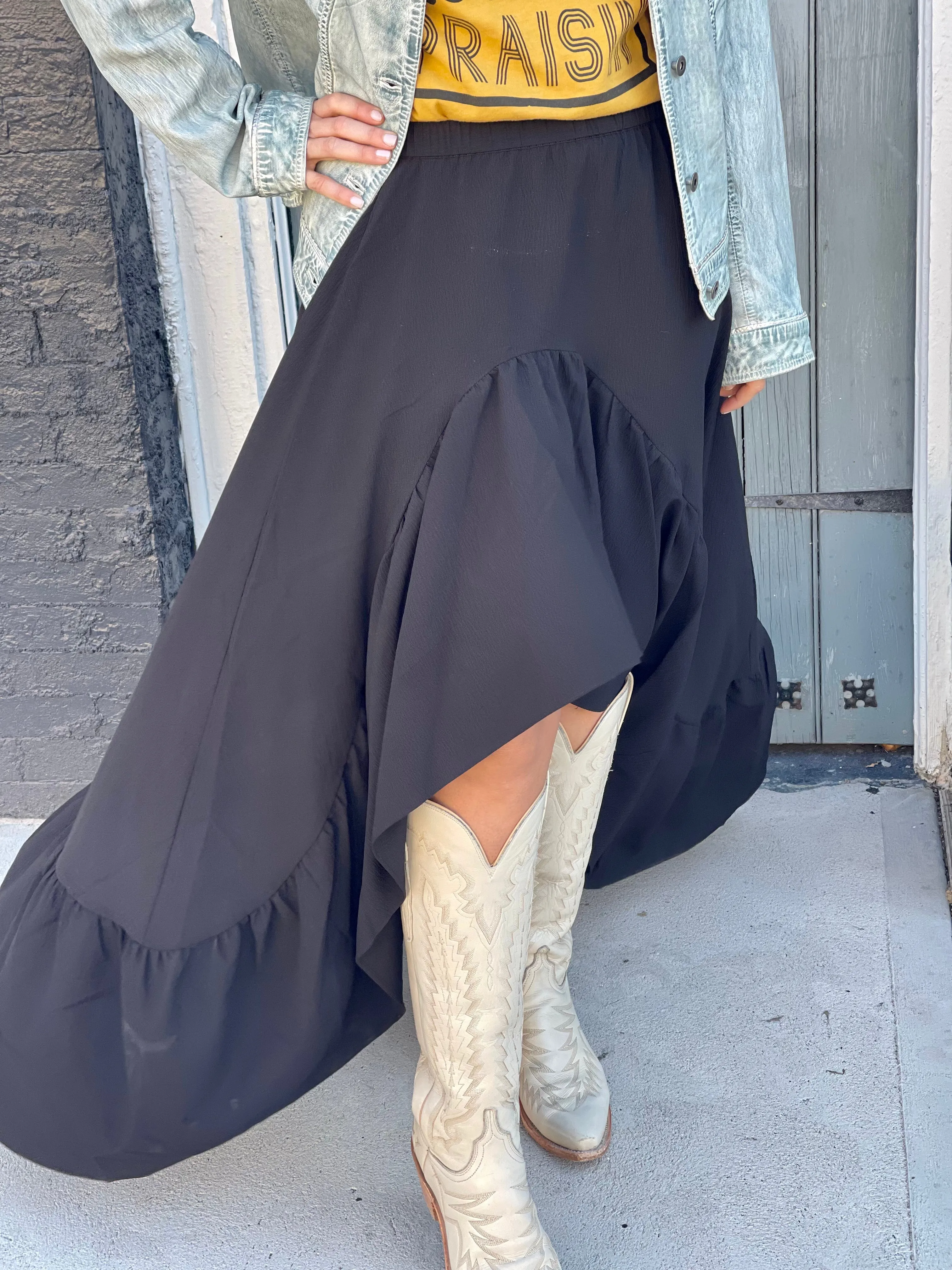 Georgia Ruffled High-Low Maxi Skirt