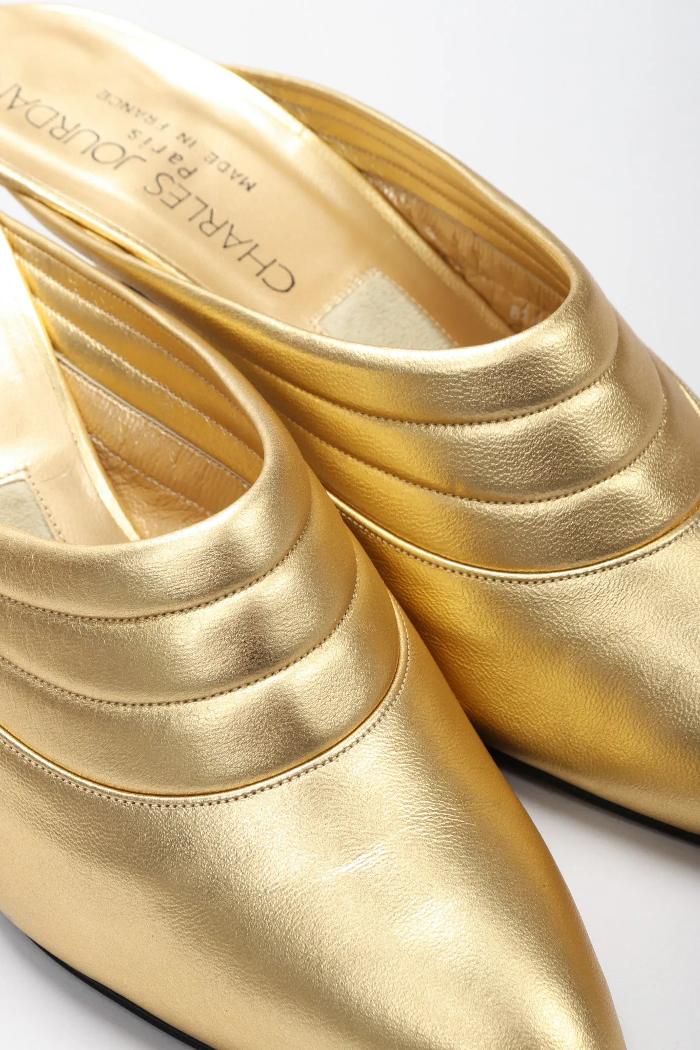 Gold Leather Lamé Mules