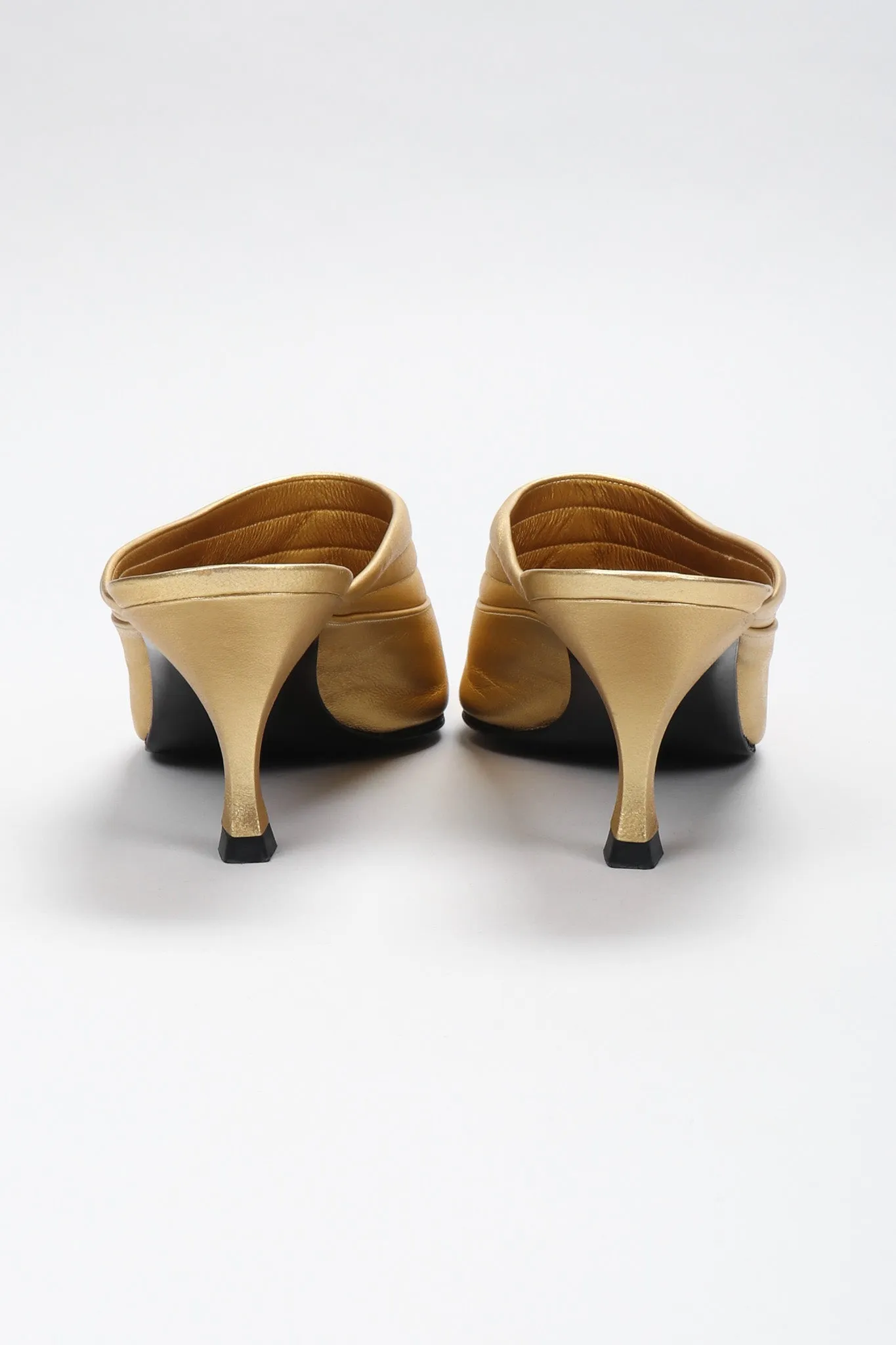 Gold Leather Lamé Mules