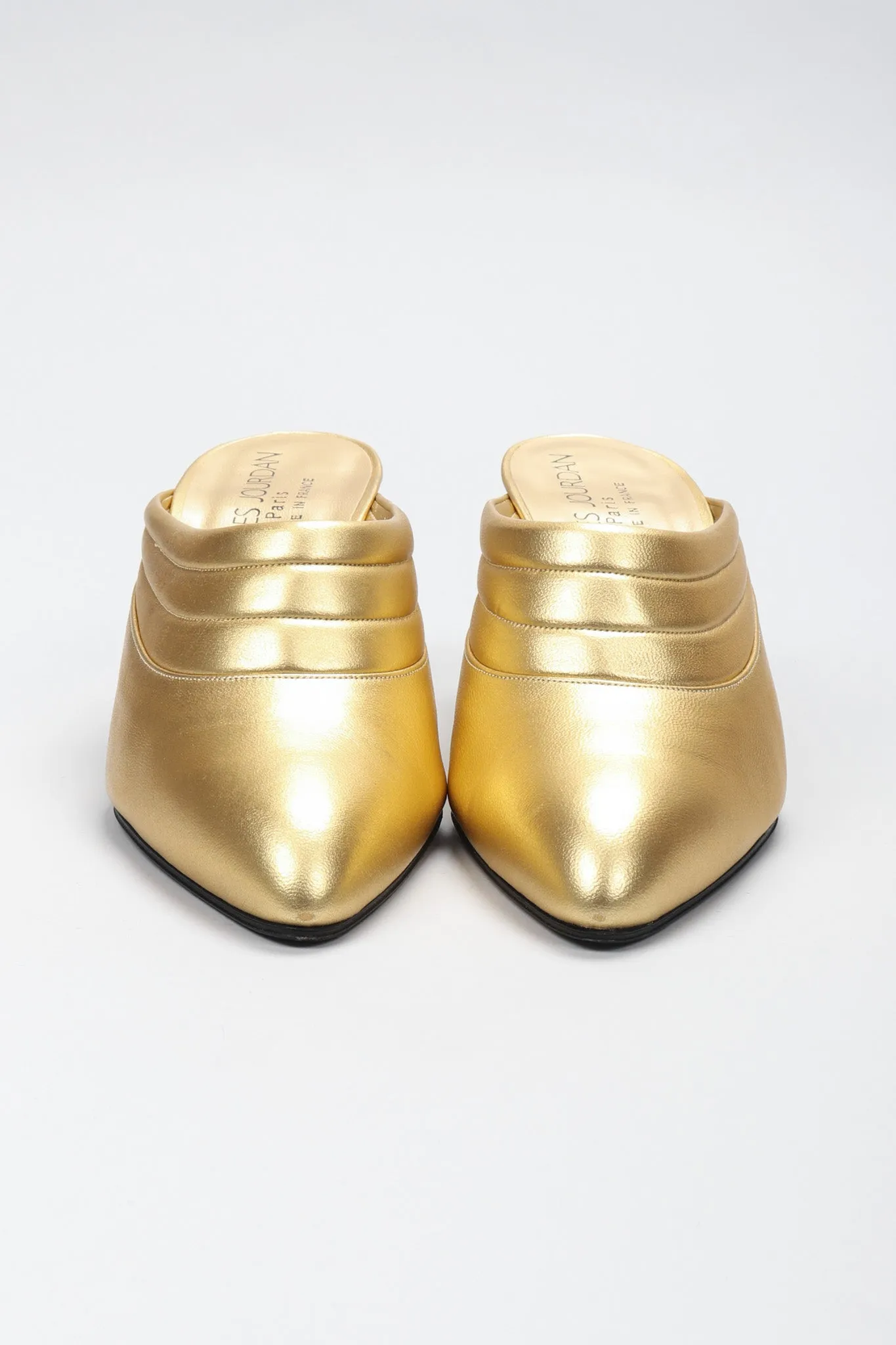 Gold Leather Lamé Mules