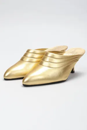 Gold Leather Lamé Mules
