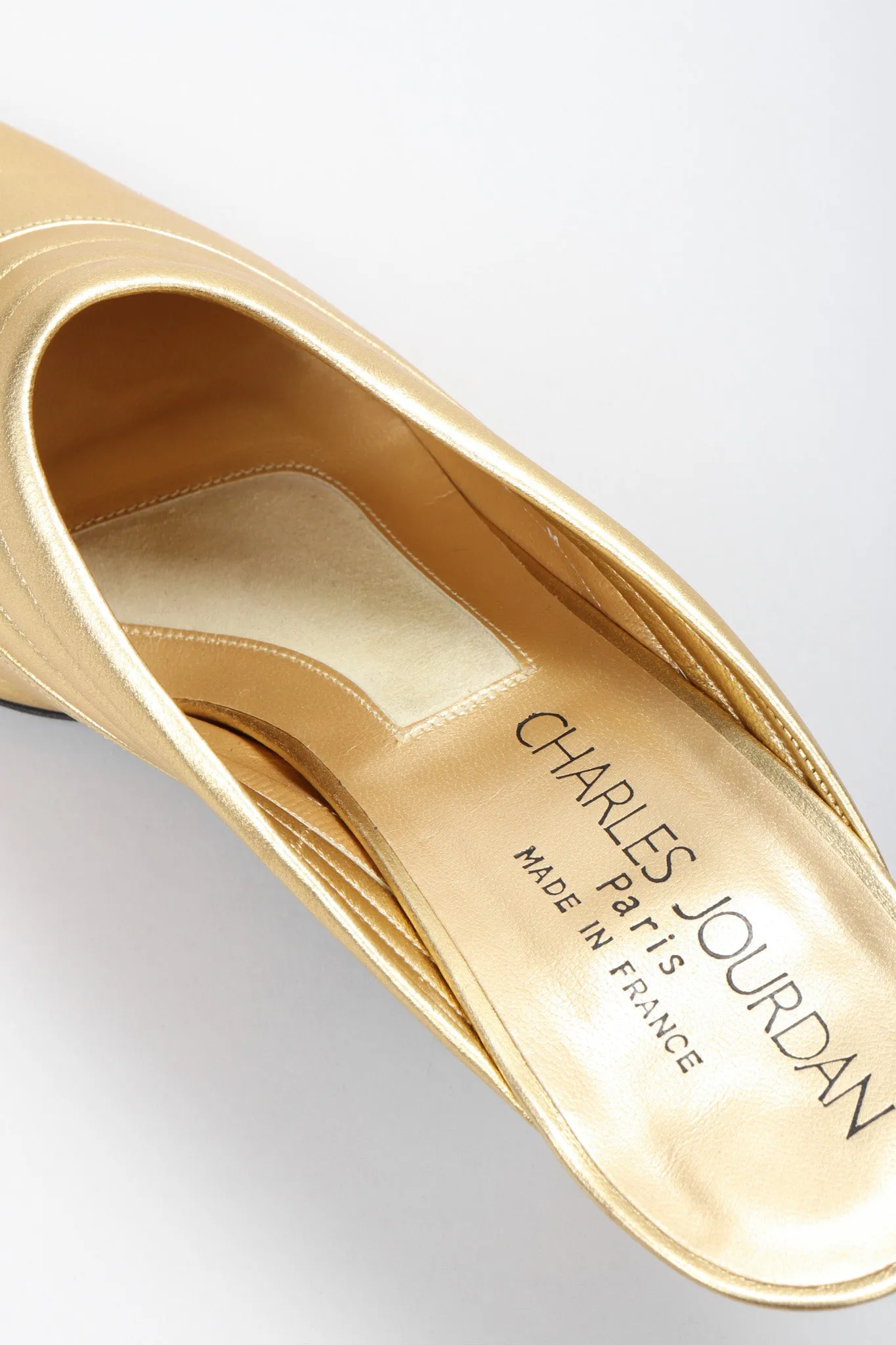 Gold Leather Lamé Mules