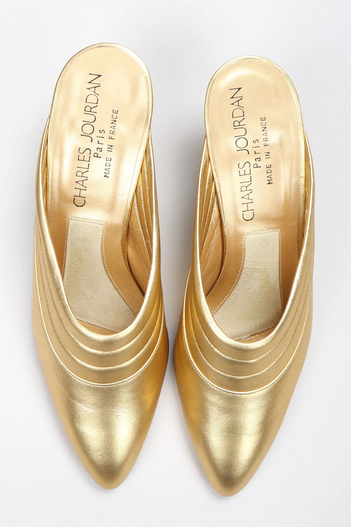 Gold Leather Lamé Mules