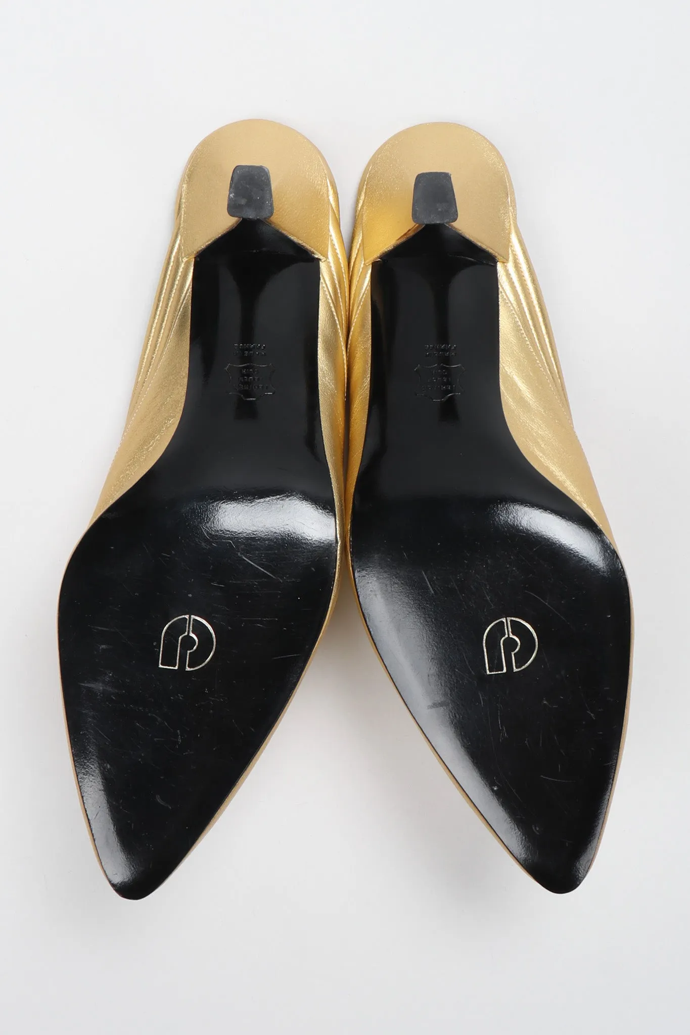 Gold Leather Lamé Mules