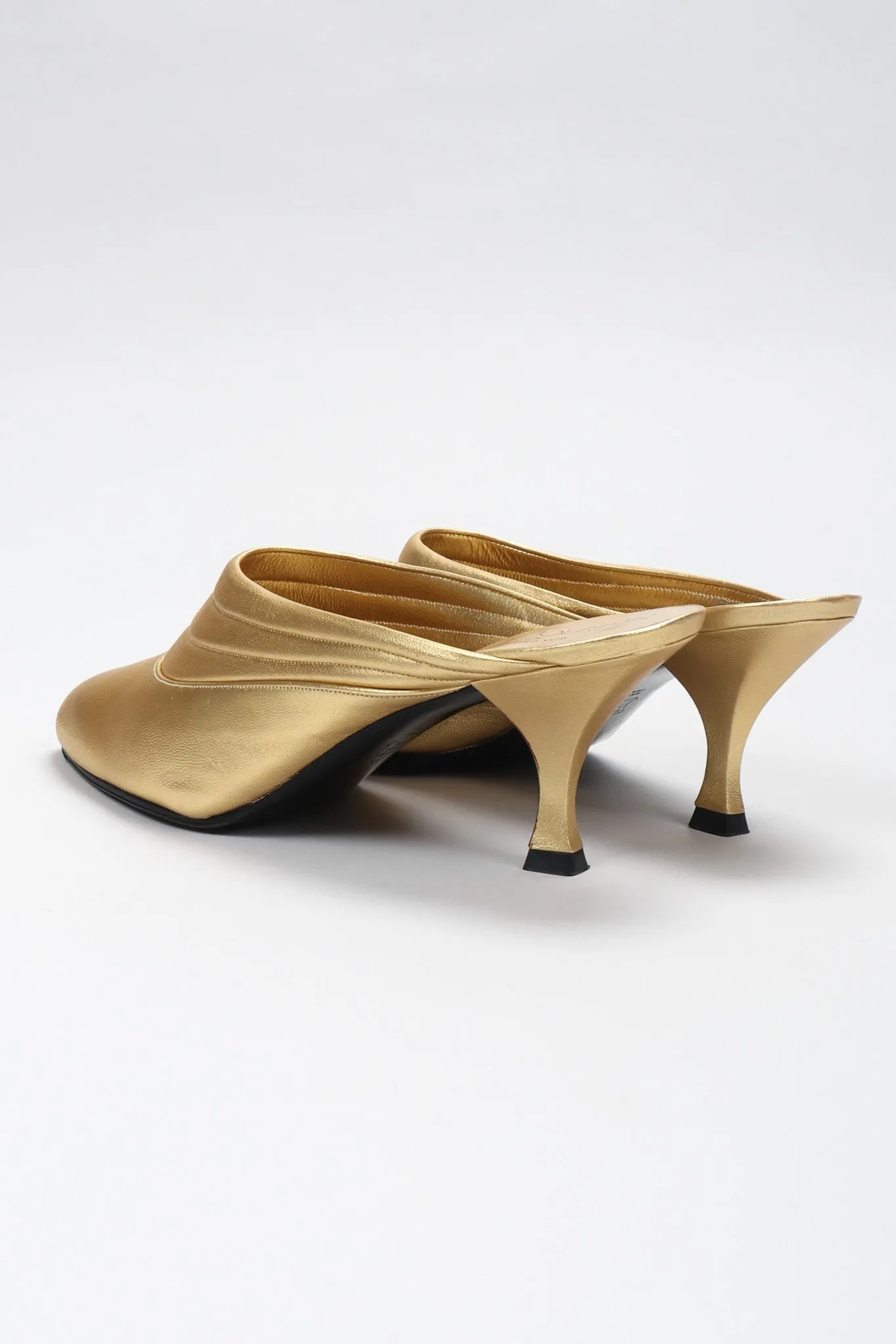 Gold Leather Lamé Mules