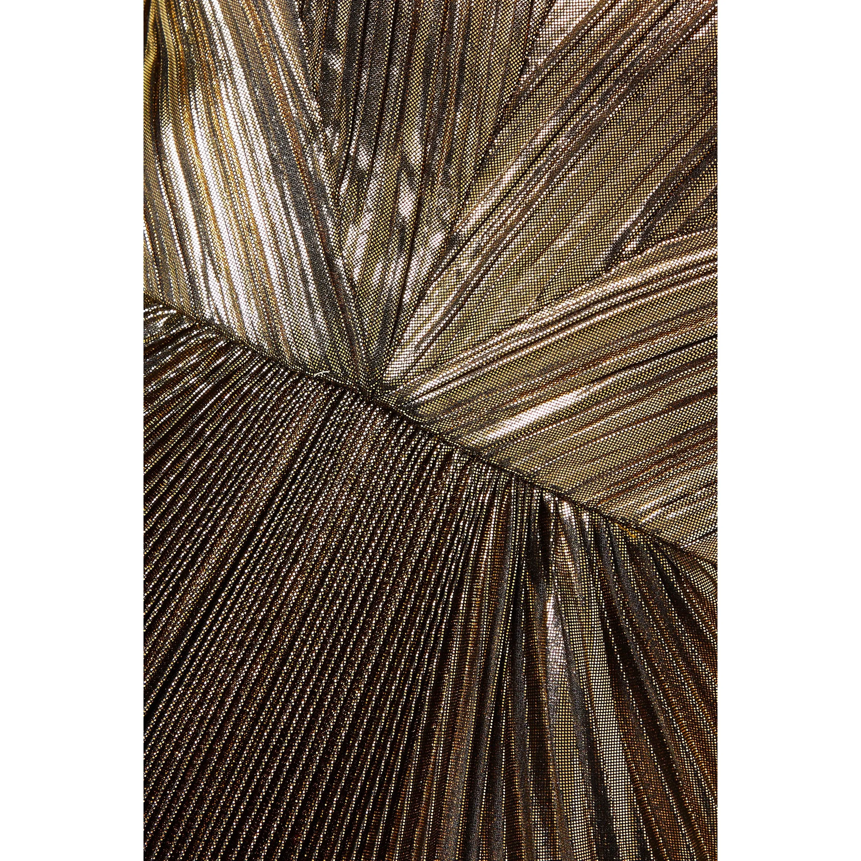 Gold Pleated Metallic Lamé Gown