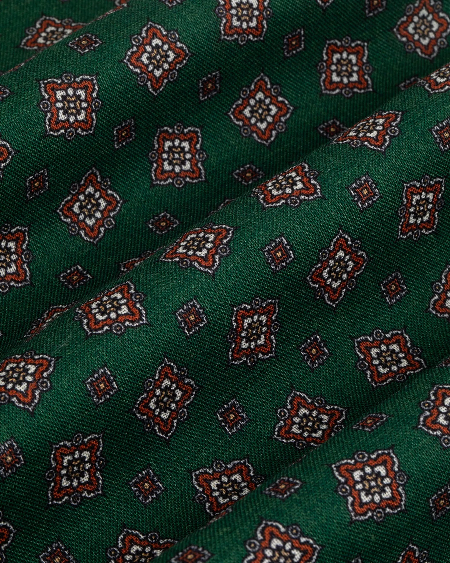 Green Medallion Print Wool Silk Scarf